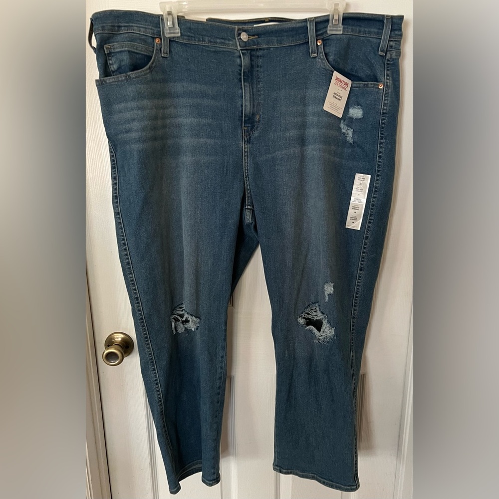 New Signature By Levi Strauss Co. Heritage High Rise Straight Jeans Size…